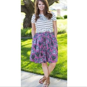 Lularoe Madison Owl/Key Print Skirt XS Like new